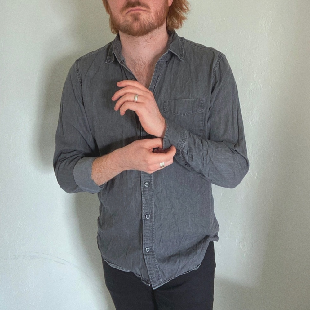 Gap, Large Dark Grey Chambray Button-up